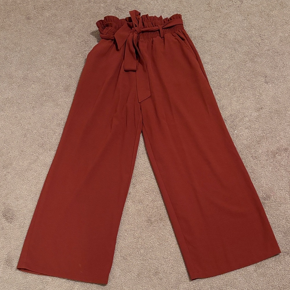 Women's Rust Paperbag Waist Pants
